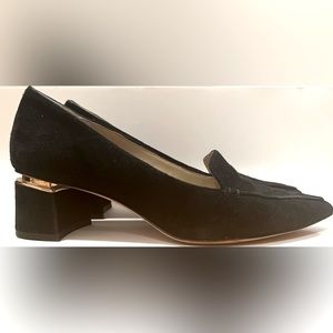 Enzo Angiolini Gold Heel Denna black suede loafer